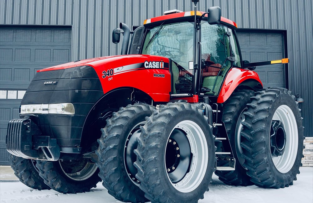 Two Wheel Case IH tractor in the snow.